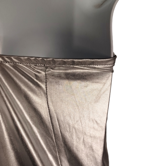 PRETTY LITTLE THING Metallic Silver Slinky Bandeau Stretchy Maxi Dress 10 NWT - Picture 12 of 12